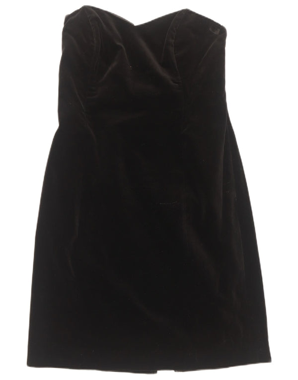 Laura Ashley Damen Velours trägerloses Kleid UK 16 Große schwarze Baumwolle