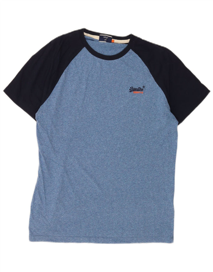 Superdry Herren T-Shirt Top Large Blau Colourblock Baumwolle