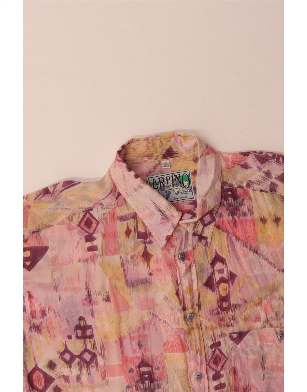 ARPINO Herren-Kurzarmhemd, Größe 41/42, groß, rosa, geometrisch