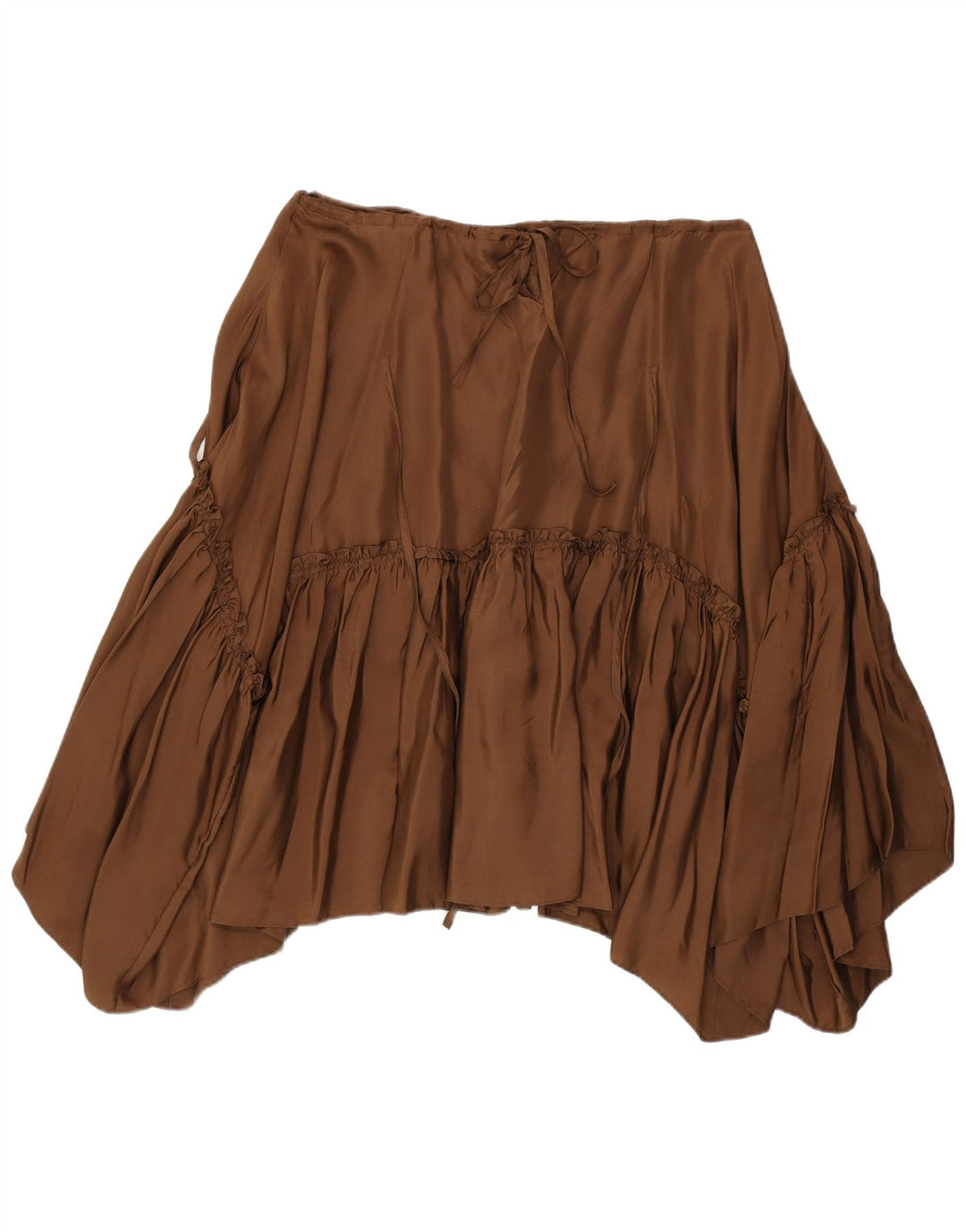 BCBGMAXAZRIA Damen Asymmetrischer Rock Medium W30 Braune Seide