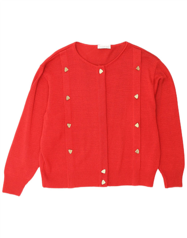 Vintage Damen Oversized Cardigan Pullover IT 42 Mittelrote Baumwolle