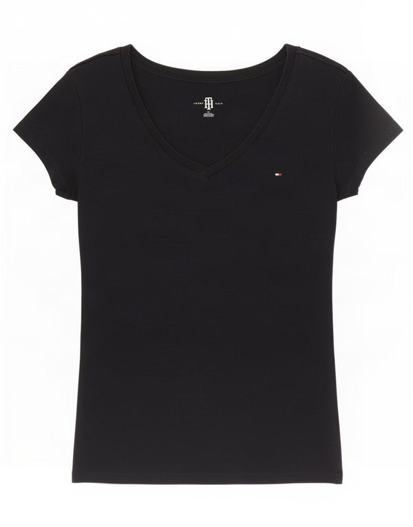 Tommy Hilfiger Damen T-Shirt Top UK 8 Small Schwarz Baumwolle