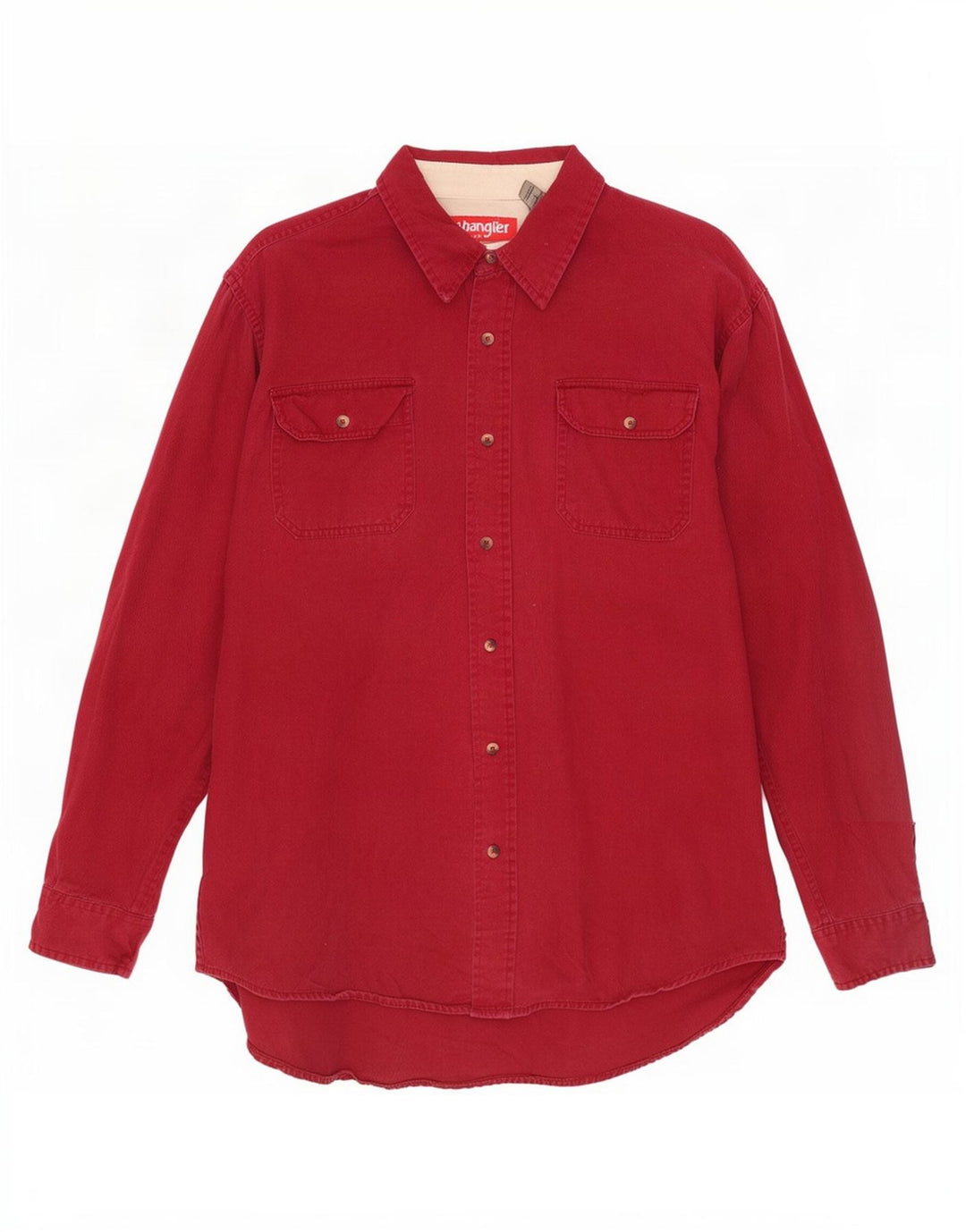 Wrangler Herren-Hemd, groß, Burgunderrot, Baumwolle