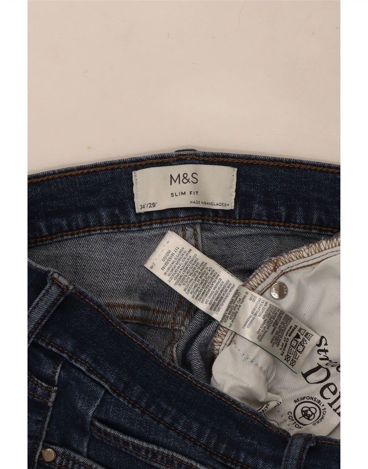 Marks & Spencer Herren Slim Jeans W34 L29 Blaue Baumwolle