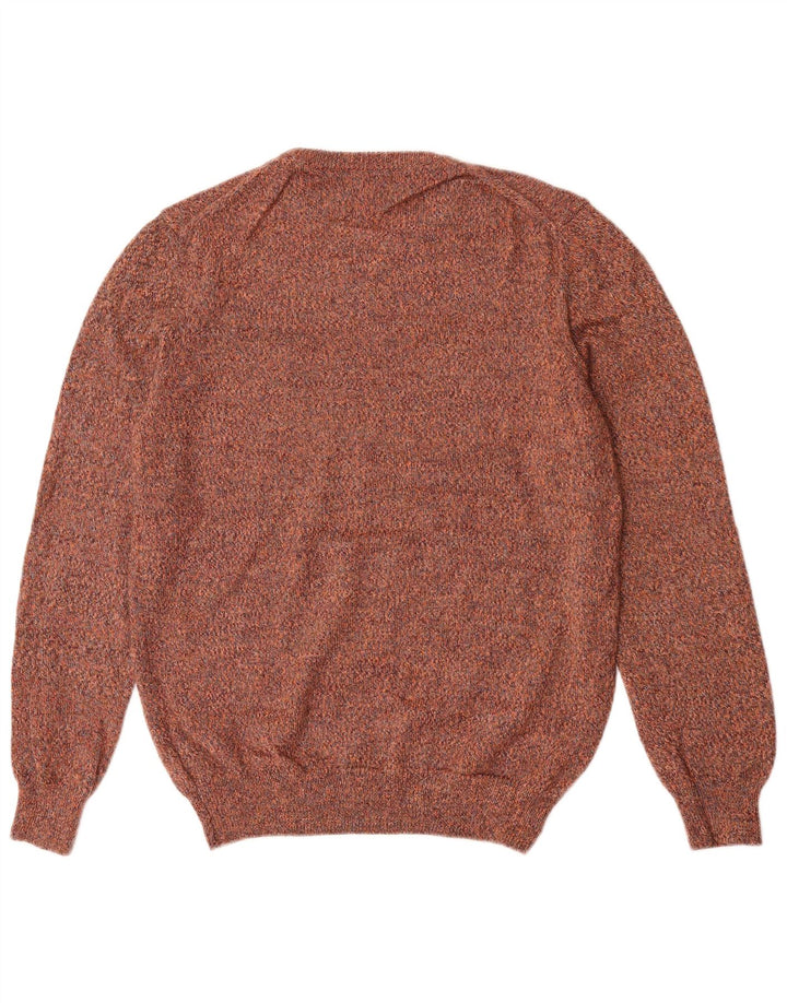 Lyle & Scott Herren-Pullover mit Rundhalsausschnitt, groß, braun gesprenkelte Wolle