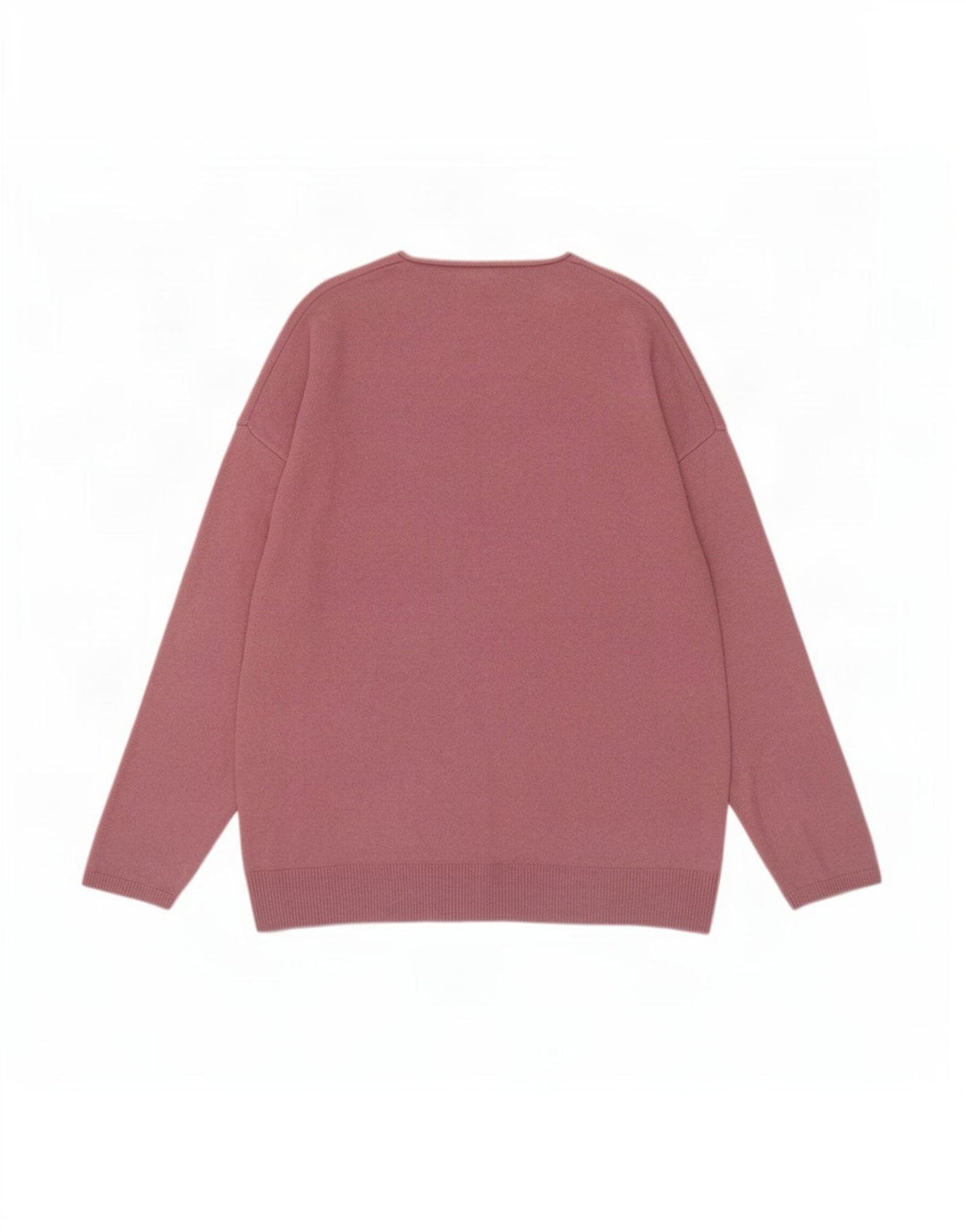 Massimo Dutti Herren-Pullover mit U-Boot-Ausschnitt, große rosa Wolle