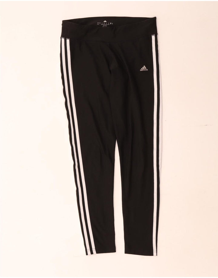 Adidas Damen Crop Leggings UK 8 Small Schwarz Polyester