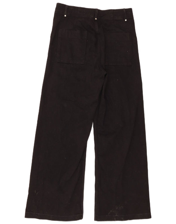 Zara Damen-Freizeithose mit weitem Bein, EU 44, XL, B34, L30, schwarze Baumwolle