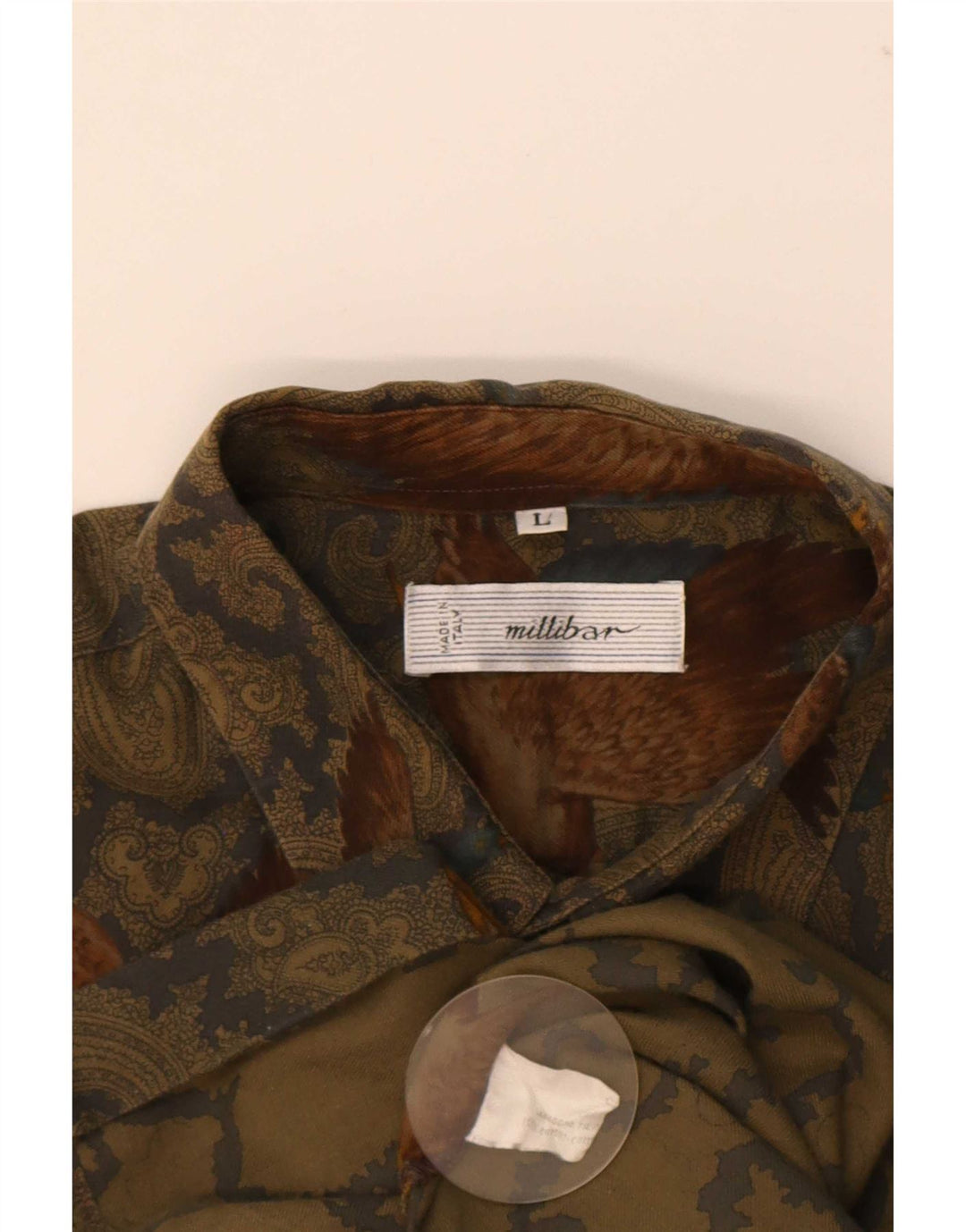 Millibar Herrenhemd, groß, beige, Paisley-Baumwolle