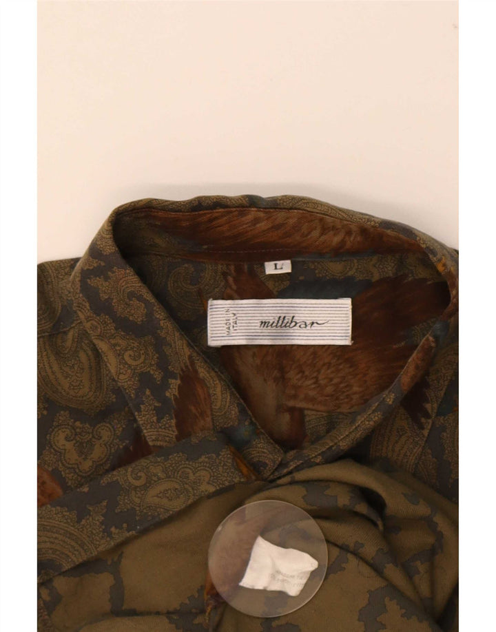 Millibar Herrenhemd, groß, beige, Paisley-Baumwolle
