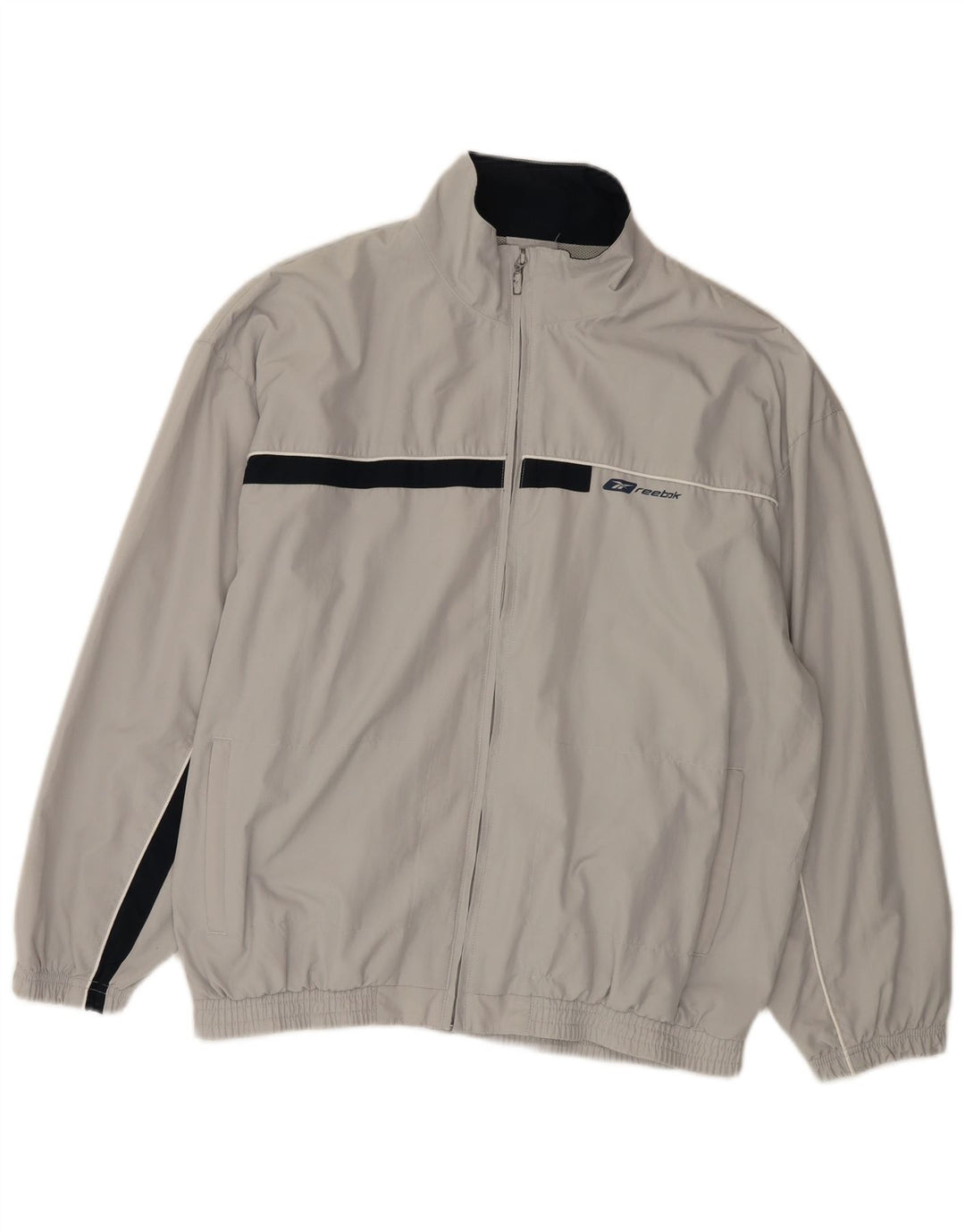 Reebok Herren-Trainingsanzug mit lockerer Passform, Oberteil, Größe S, Grau, Farbblock-Polyester