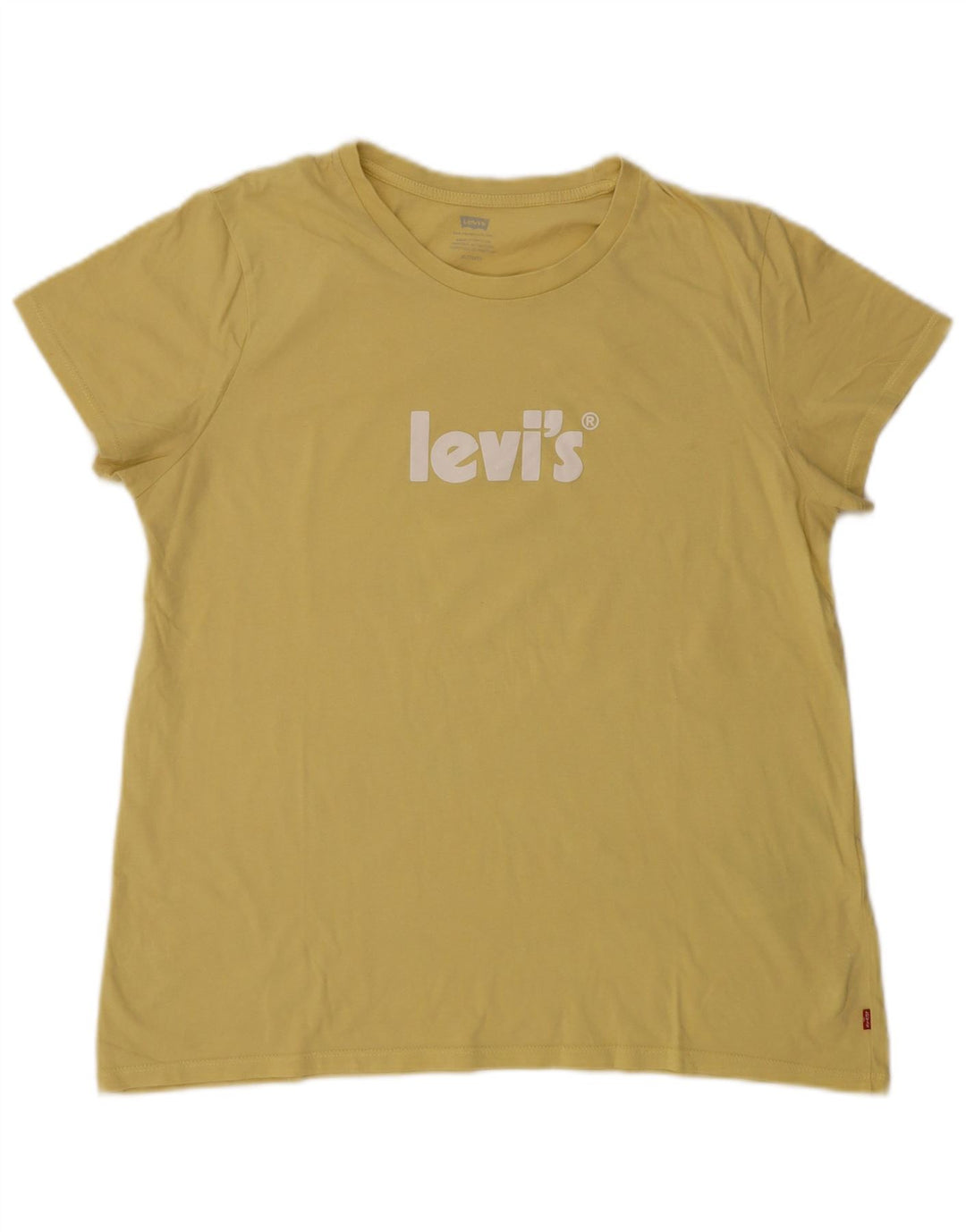 LEVI'S Damen Grafik-T-Shirt-Oberteil UK 18 XL Gelbe Baumwolle