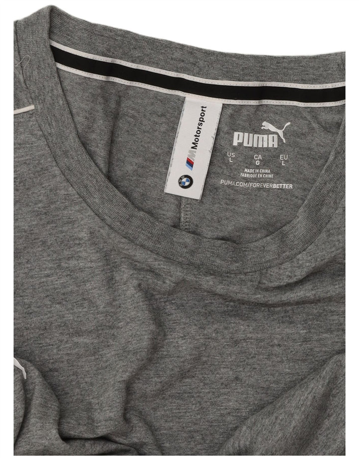 PUMA Mens Graphic T-Shirt Top Large Grey Cotton
