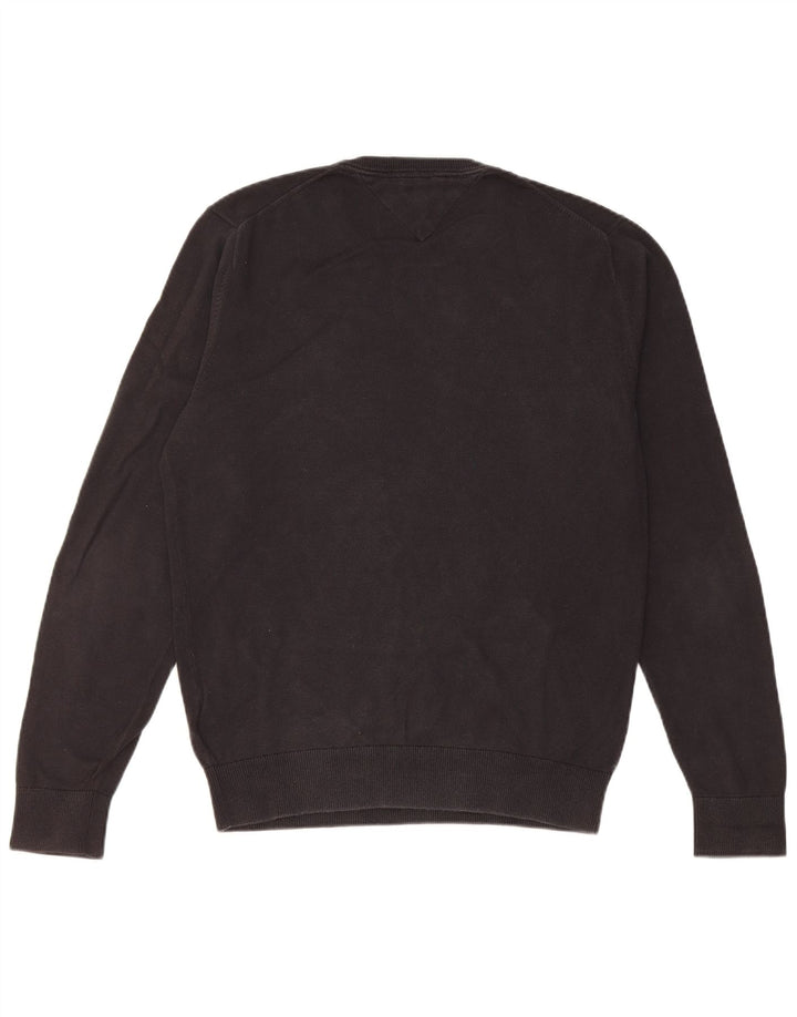 Tommy Hilfiger Damen-Pullover mit Rundhalsausschnitt, Größe S, schwarze Baumwolle