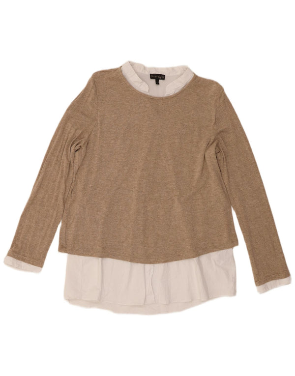 Phase Eight Damen Tunika-Oberteil UK 16 Large Braune Colourblock-Viskose