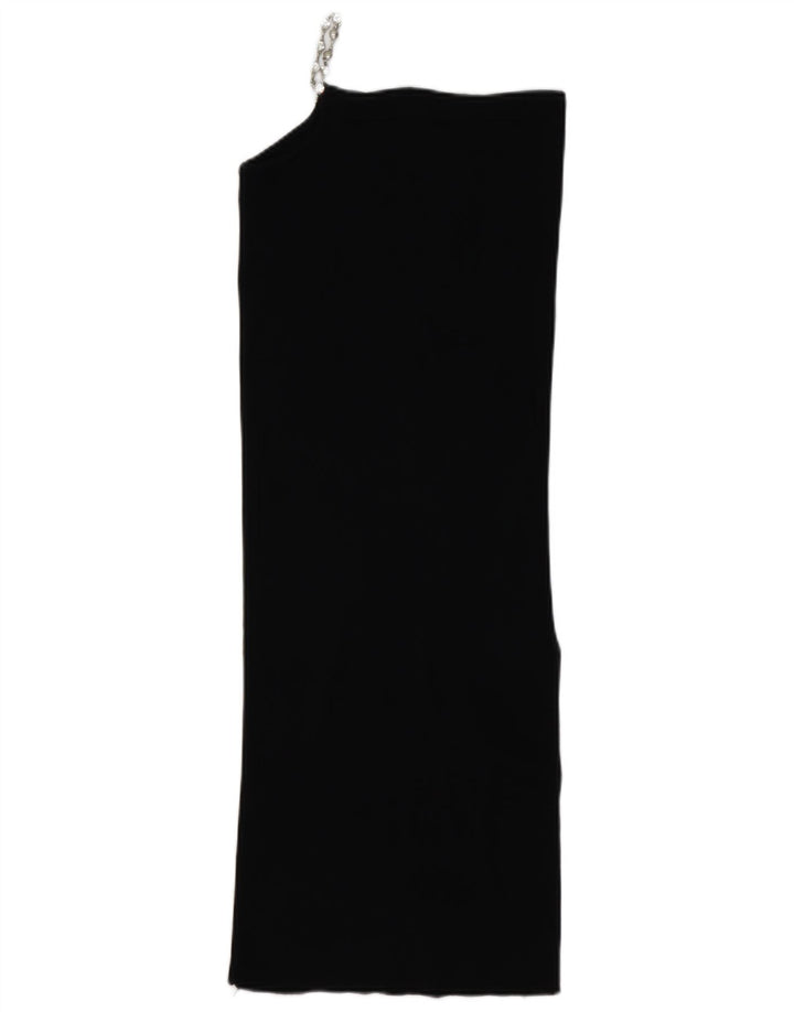 Zara Damen One-Shoulder-Kleid UK 10 Small Schwarz Viskose