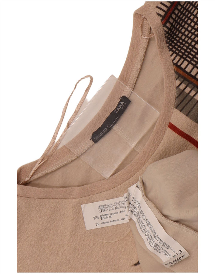 Übergroßes Etuikleid für Damen von Zara, Gr. 46, groß, beige, geblümtes Polyester
