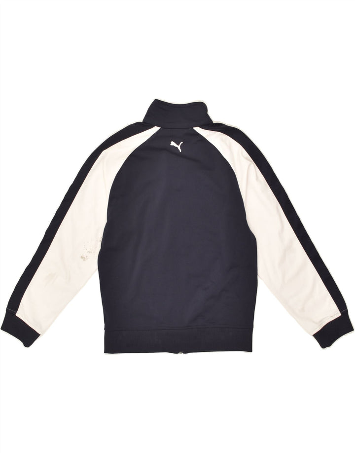 PUMA Boys Tracksuit Top Jacket 9-10 Years Navy Blue Colourblock Polyester | Vintage Puma | Thrift | Second-Hand Puma | Used Clothing | Messina Hembry 