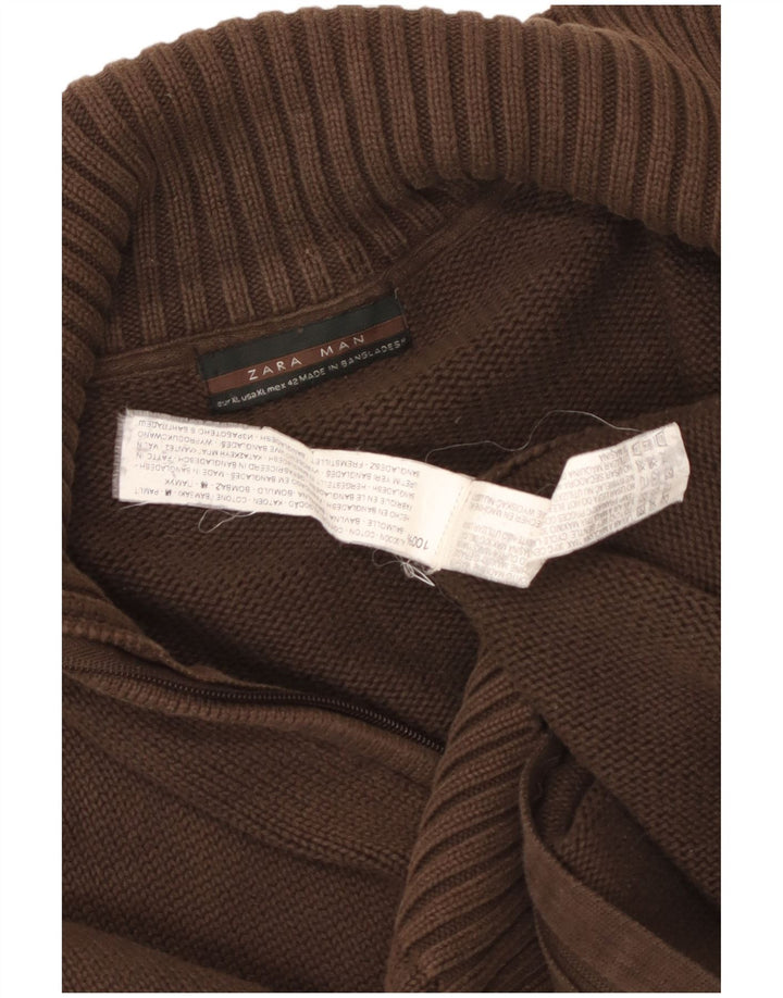 Zara Herren Strickjacke XL Braun Baumwolle
