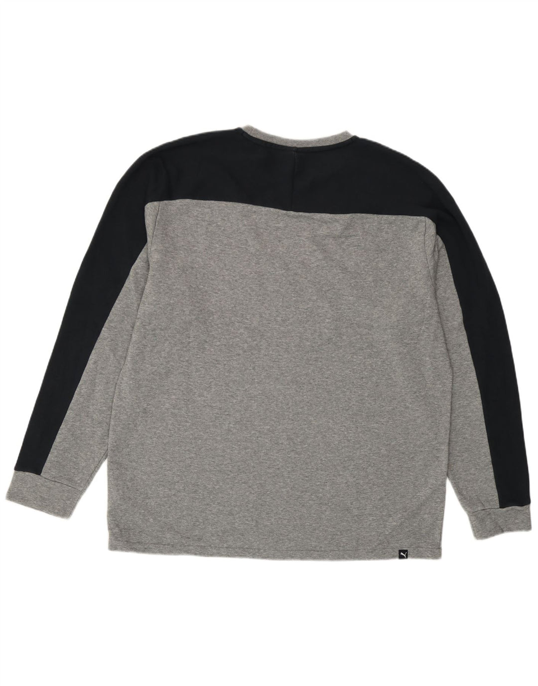 Puma Herren Grafik-Oberteil, langärmelig, groß, Grau, Colourblock-Baumwolle