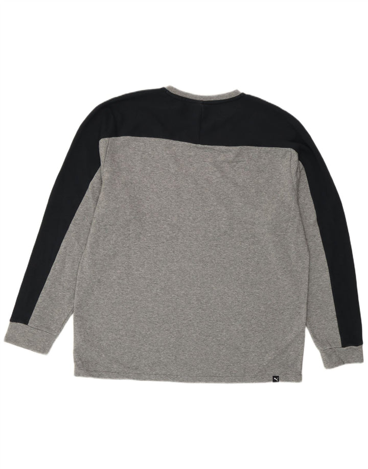 Puma Herren Grafik-Oberteil, langärmelig, groß, Grau, Colourblock-Baumwolle