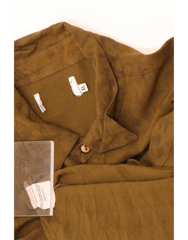 Vintage Herrenhemd XL Khaki Floral Viskose
