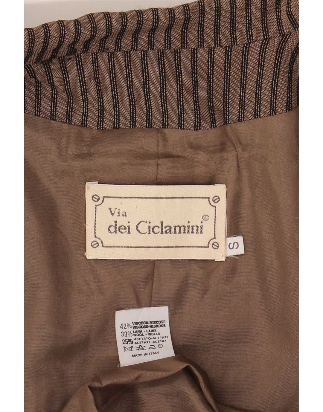 Via Dei Ciclamini Damen-Blazer mit 3 Knöpfen, Gr. 10, klein, braun gestreift