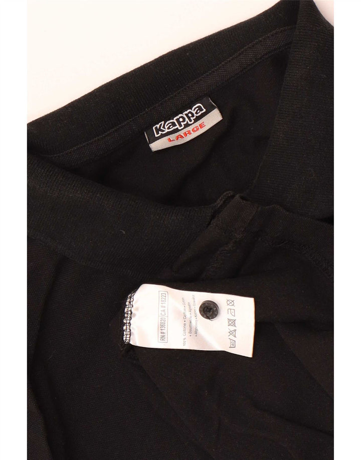Kappa Herren-Poloshirt, groß, schwarze Baumwolle