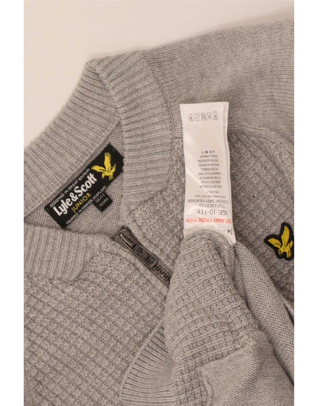 Lyle & Scott Strickjacke für Jungen, 10–11 Jahre, graue Baumwolle
