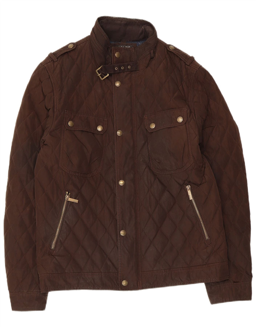Zara Herren Militär-Steppjacke UK 42 XL Braun