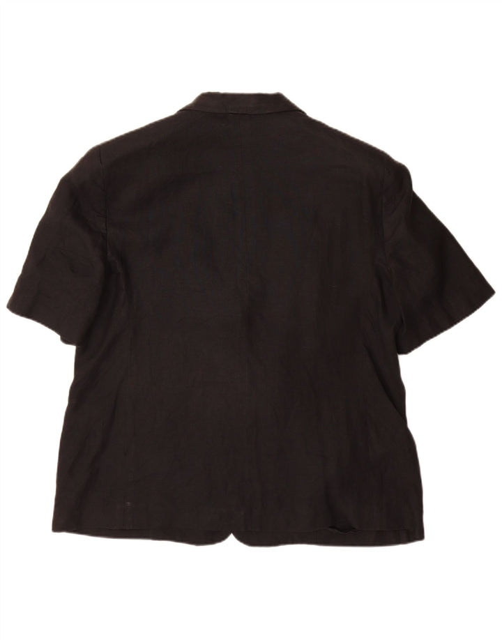 Luisa Spagnoli Damen Kurzarm-Blazerjacke mit 2 Knöpfen IT 52 2XL Schwarz