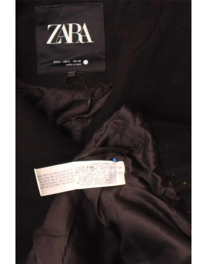 Zara Damen Übergroße Bomberjacke UK 10 Small Schwarze Wolle