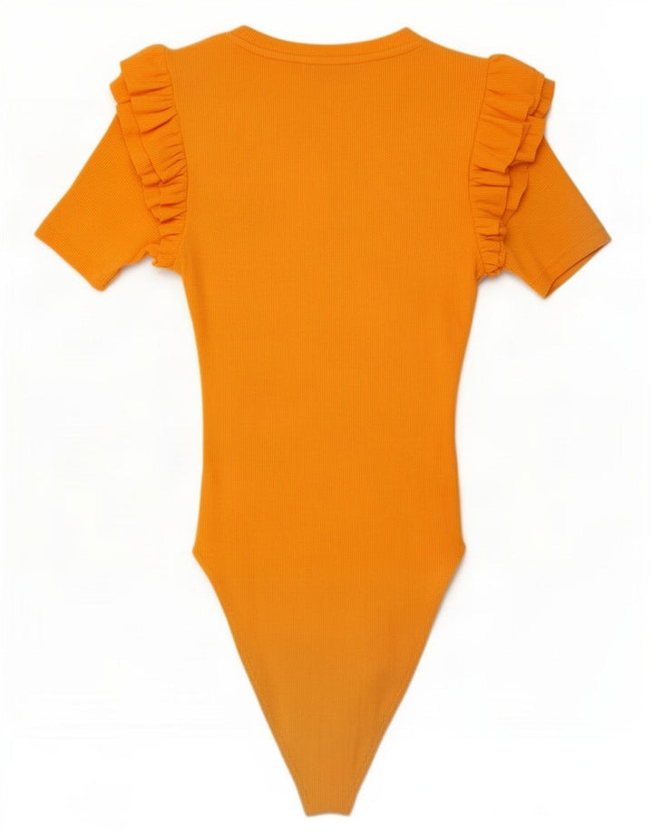Zara Damen-Body UK 12 aus mitteloranger Baumwolle