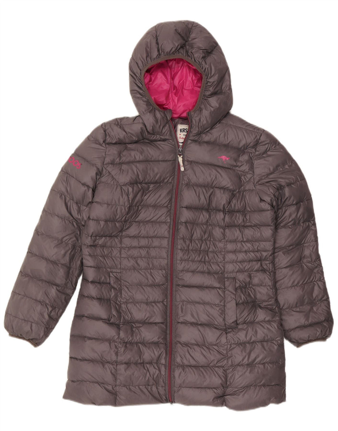 Kangaroos Wattierte Damenjacke mit Kapuze, UK 18, XL, Grau, Polyamid