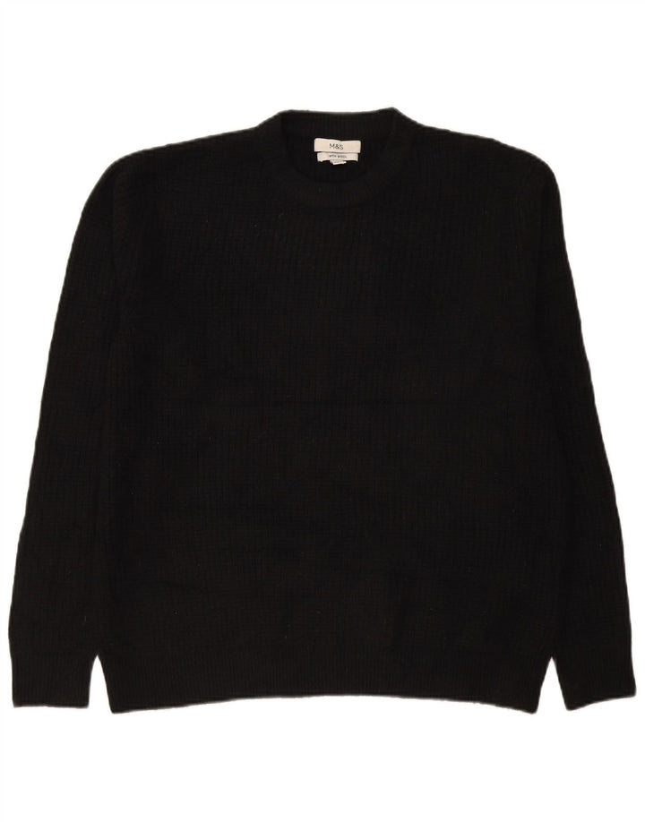 Marks & Spencer Herren-Pullover mit Rundhalsausschnitt, groß, aus schwarzem Acryl