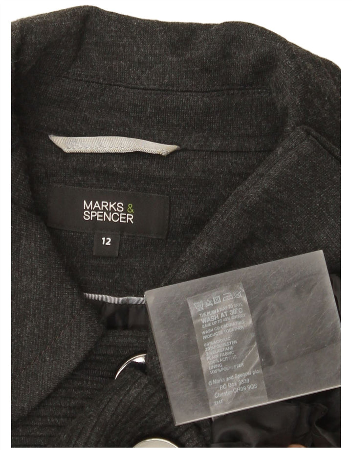 Marks & Spencer Damen-Blazer mit 3/4-Ärmeln und 3 Knöpfen, Größe UK 12, Mittelgrau