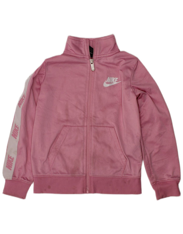 NIKE Boys Graphic Tracksuit Top Jacket 3-4 Years XS Pink Polyester