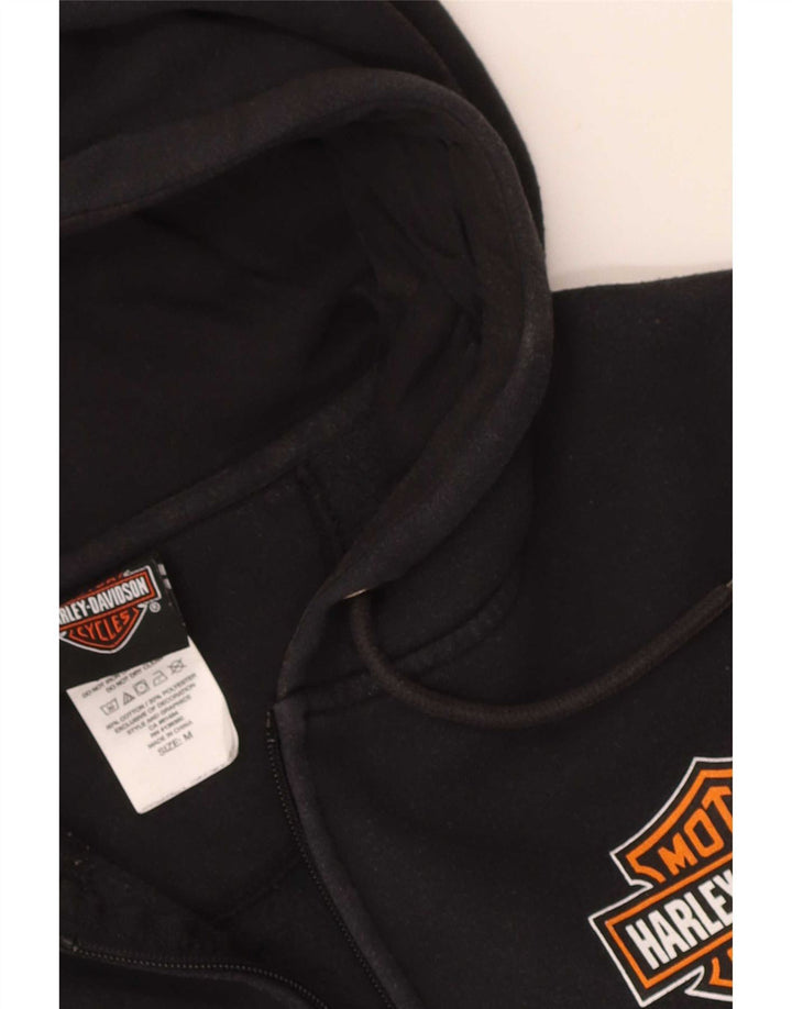 Harley Davidson Herren-Kapuzenpullover mit grafischem Reißverschluss, mittelschwarz, Baumwolle