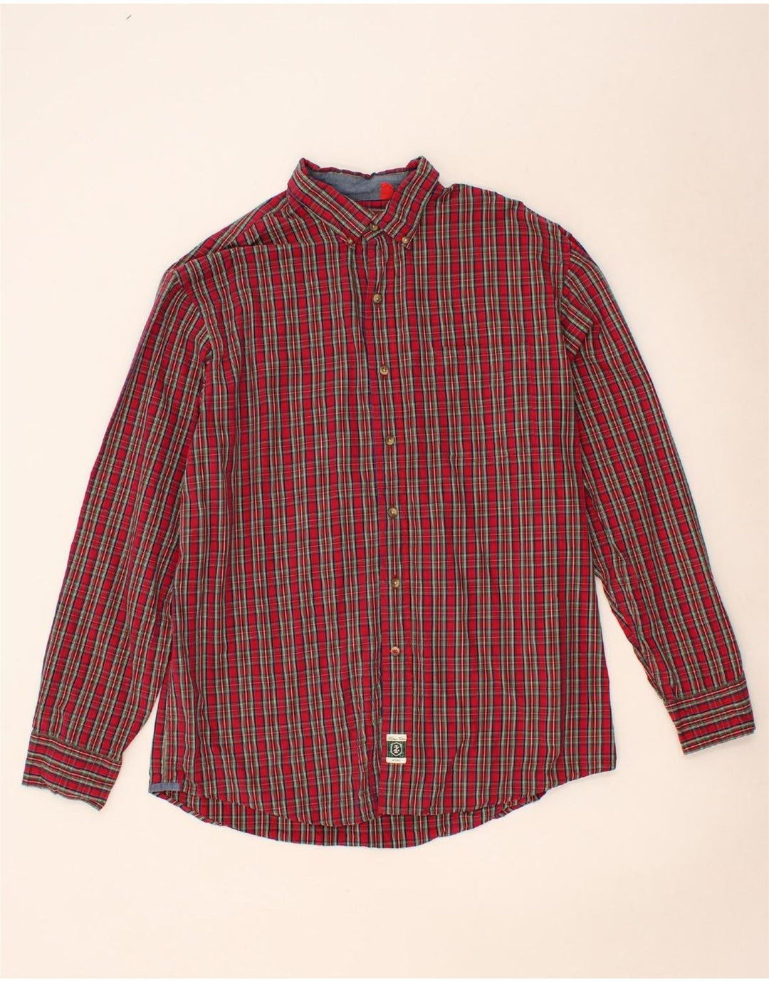 IZOD Mens Shirt Large Red Check Cotton Vintage Izod and Second-Hand Izod from Messina Hembry 
