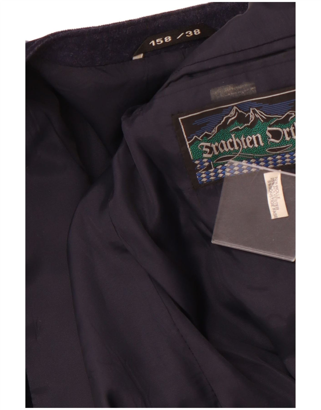 VINTAGE Damen Blazer Jacke IT 38 XS Marineblau Farbblock