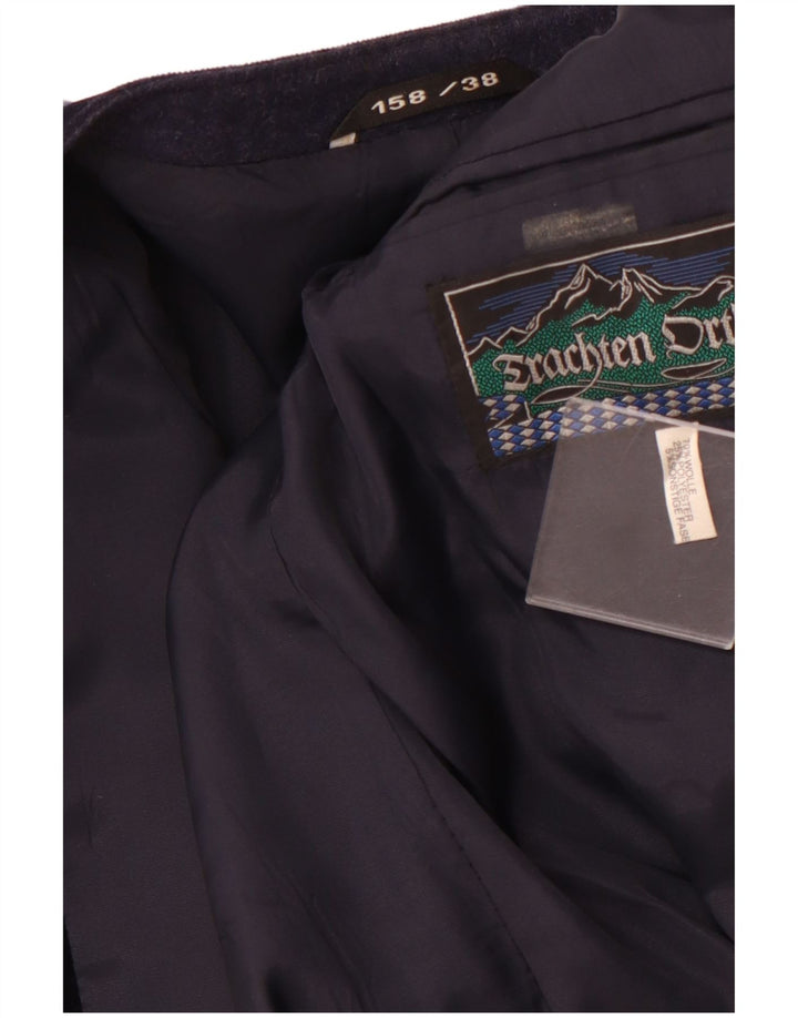 VINTAGE Damen Blazer Jacke IT 38 XS Marineblau Farbblock