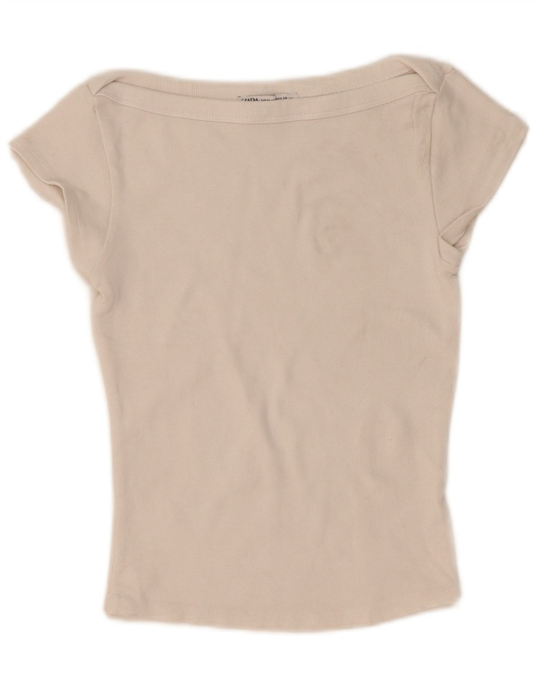 Zara Damen Crop T-Shirt Top UK 12 Medium Weiß