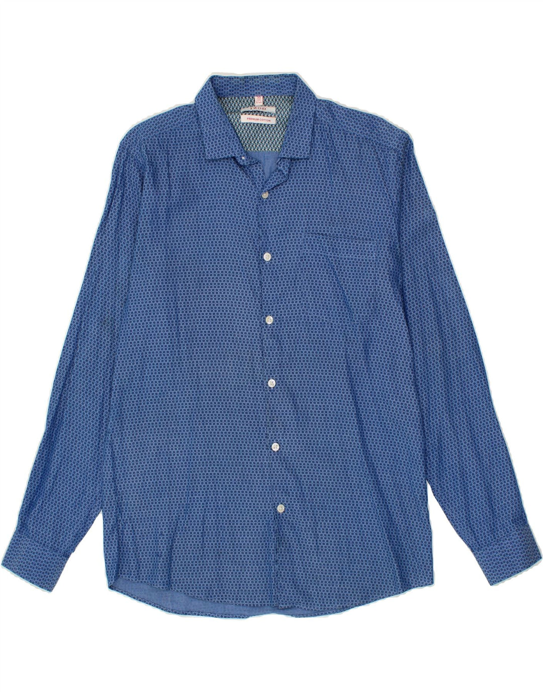 IZOD Mens Shirt Size 39 15 1/4 Medium Blue Spotted Cotton Vintage Izod and Second-Hand Izod from Messina Hembry 