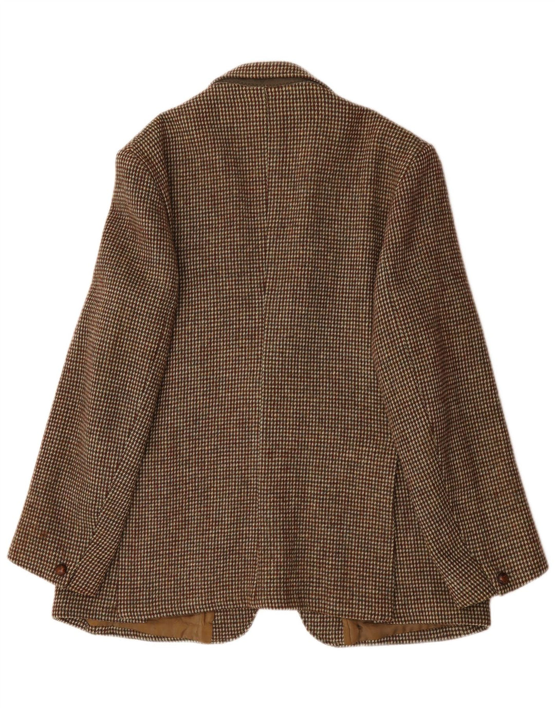 Harris Tweed Herren-Blazer mit 2 Knöpfen, UK 38, mittelbraun karierte Wolle