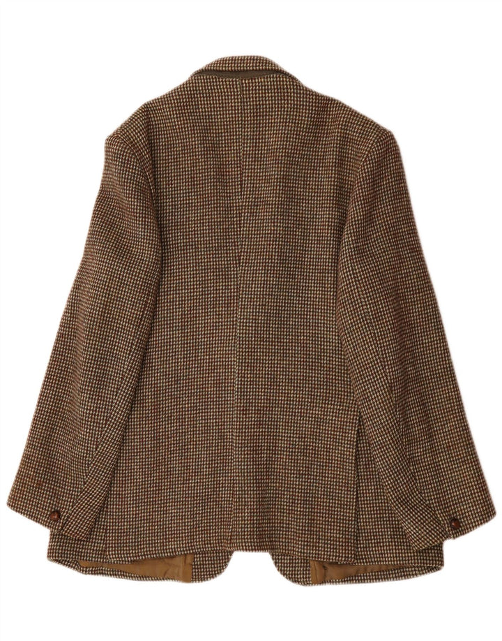 Harris Tweed Herren-Blazer mit 2 Knöpfen, UK 38, mittelbraun karierte Wolle
