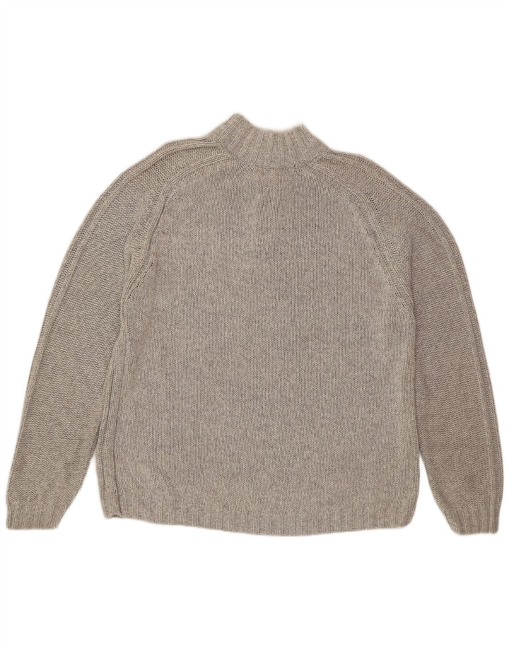 Marks & Spencer Herren-Pullover mit Reißverschluss am Hals, groß, aus grauer Baumwolle
