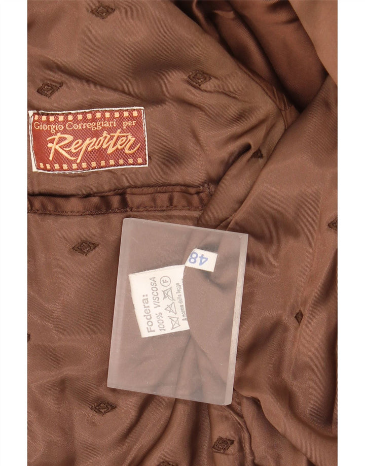 Reporter Herren-Zweireiher-Blazer IT 48 Mittelbraunes Leder