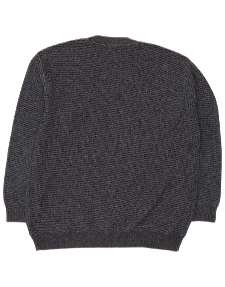 VINTAGE Herren Pullover mit V-Ausschnitt IT 50 Mittelgrau Geometrisch