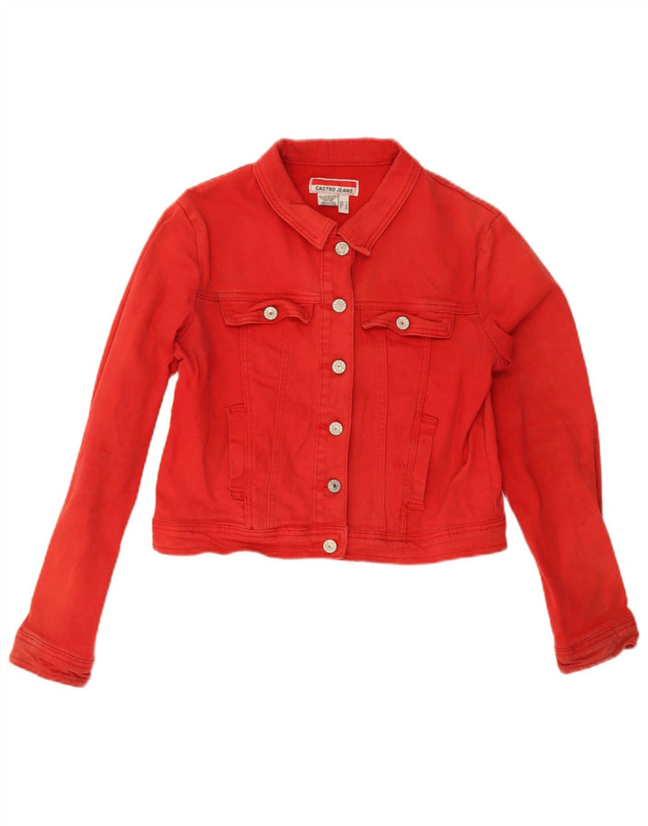 Castro Damen Crop Denim Jacke UK 10 Small Rote Baumwolle