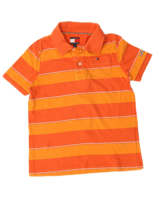 Tommy Hilfiger Rugby-Poloshirt für Jungen, 7–8 Jahre, XS, orange gestreift, Baumwolle